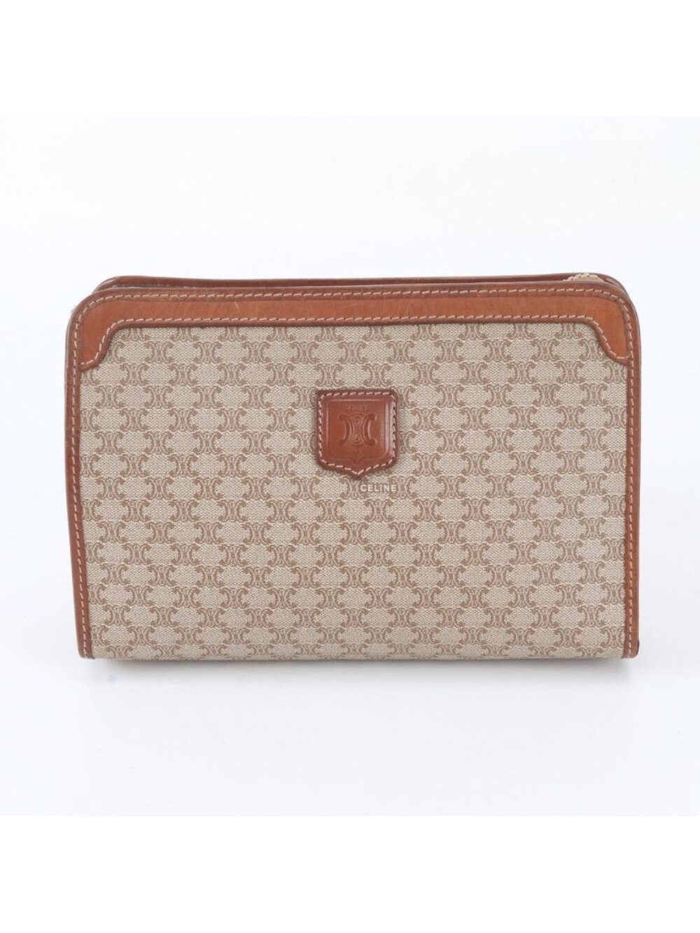 Celine Macadam Leather Clutch Pouch Brown